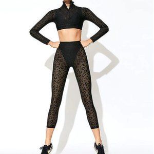 SUMMER LACE TRACKSUIT SET WOMEN SEXY TWO PIECE SET LEOPARD